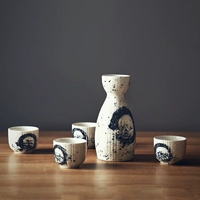 Chai rượu sake vẽ tay theo phong cách Nhật Bản, bình, ly rượu, rượu vang trắng, tách rượu, chai rượu gia đình, hoa bình đựng rượu vang