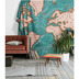 Fan Wei Bắc Âu Blue Ocean Bản Đồ Tấm Thảm Nền Tường Nghệ Thuật Trang Trí Treo Rèm Cửa Rèm Cửa Khăn Trải Bàn Bãi Biển Khăn Tapestry