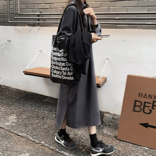 Осенний комплект, ретро юбка, рубашка, платье, жилет, в корейском стиле, воротник поло, V-образный вырез