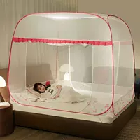 Cửa lưới chống muỗi màu hồng miễn phí lắp đặt yurt mã hóa dày 1,8m1,5 m 1,2 giường chống rơi mạng mới gió đỏ - Lưới chống muỗi mùng ngủ kéo