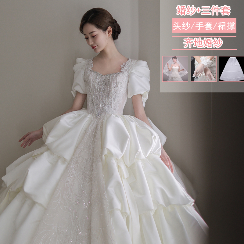  XXXXL+White land model (wedding dress+three -piece set)  