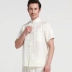 Ba thay đổi thương hiệu Qiantang Quần áo Trung Quốc Cửa hàng quần áo nam lụa nặng Fu Fu cổ áo nhỏ đứng cổ áo Tang phù hợp với mùa hè - Trang phục dân tộc