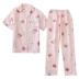 Bộ đồ ngủ của phụ nữ mùa hè cotton gạc quần ngắn tay phù hợp với bộ đồ dễ thương hoạt hình tươi sinh viên dịch vụ nhà hai mảnh phù hợp với - Bộ Pajama