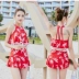 2018 mới của Hàn Quốc chia áo tắm nữ vài váy ngực nhỏ thu thập được bao phủ bụng cao eo boxer cô gái áo tắm Bộ đồ bơi hai mảnh