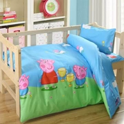 bộ đồ giường giường học mùa xuân và mùa hè xanh ba mảnh lõi chăn vườn ươm phổ quát dành riêng ngủ trưa của trẻ em - Bộ đồ giường trẻ em