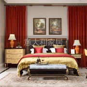 Nội thất gỗ rắn châu Âu phòng ngủ tân cổ điển hoàn chỉnh bộ đồ nội thất chạm khắc thủ công nội thất phòng ngủ sang trọng tùy chỉnh