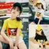 Cô gái mùa hè ngắn tay in bông t- shirt trong cậu bé lớn 2018 Hàn Quốc phiên bản mới của thủy triều mùa hè ăn mặc hoang dã 6-7-9 tuổi
