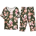 Bộ đồ ngủ Qirui Modal dành cho nữ ngắn tay áo cắt quần Bộ mùa hè ren mỏng cổ chữ V Đồ mặc nhà thoáng khí - Bộ Pajama