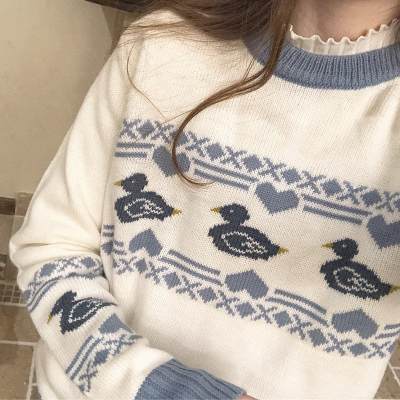 taobao agent *Treatment of blue cricket cluttered patch knit sweater K