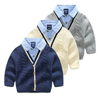 Трикотажный весенний свитер для мальчиков, детский комплект, рубашка, детская куртка, кардиган, детская одежда