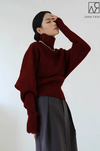 Приталенный корсет, демисезонный свитер, трикотажная сумка, французский стиль, увеличенная толщина