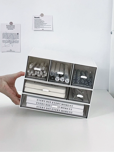 Настольный акриловый ящик для хранения ящика на стойке стола на стойке офиса Учебные канцелярские товары и мусор могут быть сложены и улажены стойки.