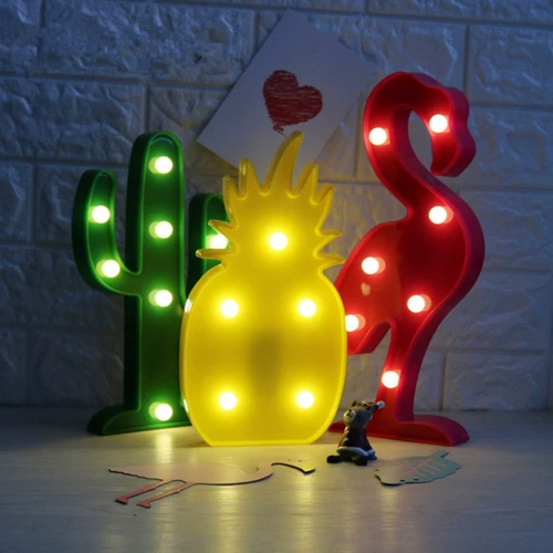 Настольная лампа, фотография для спальни, фламинго, кактус