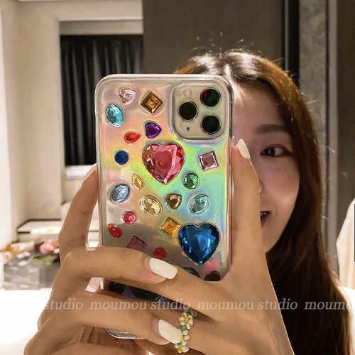 Применение Apple 13pro Max Color Gem 14 Girl Laser Case Case iPhoneX/8p Soft 12/XR
