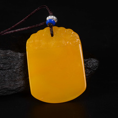 Украшения на шею 天然正品黄龙玉平安无事牌吊坠玉牌男女款黄玉佩玉器挂件免费刻字