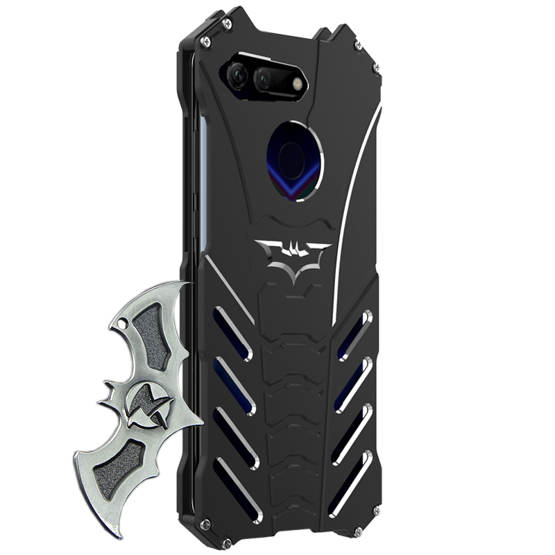 R-Just Batman Shockproof Aluminum Shell Metal Case with Custom Batarang Stent for Huawei Honor V20