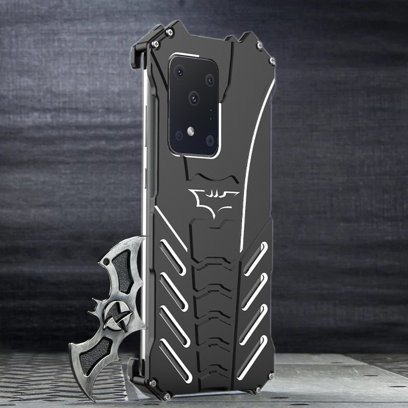 R-Just Batman Shockproof Aluminum Shell Metal Case with Custom Batarang Stent for Samsung Galaxy S20 Ultra & Samsung Galaxy S20 Plus