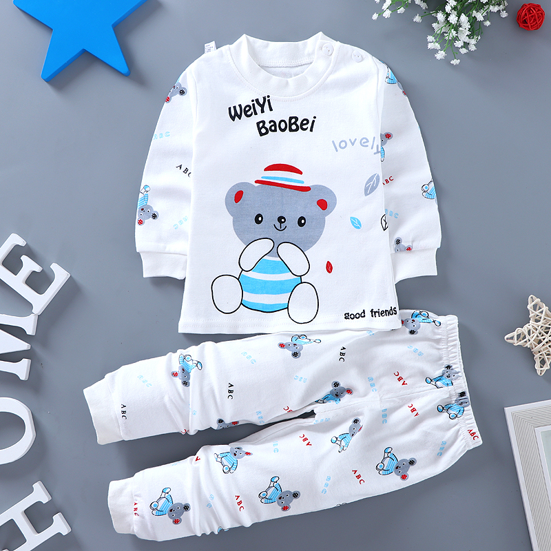 Grey Bearchildren Underwear suit girl Autumn clothes new pattern Foreign style Autumn trousers Boy 0 - 5 year baby baby clothes autumn spring and autumn