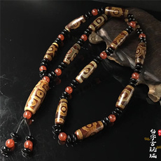 Украшения на руку 男女款西藏古玩古董三九眼包浆天然天珠老玉玛瑙手串手链时尚项链