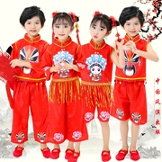 Trẻ em Kinh kịch opera trang phục biểu diễn múa vần điệu Bắc Kinh trang điểm khuôn mặt trang phục khiêu vũ trẻ em rap trang điểm trang điểm khuôn mặt màu đỏ