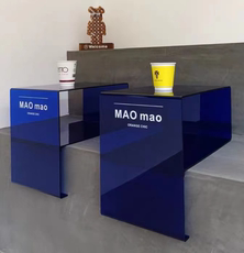 Акриловые / Perspex 彩色亚克力l型展示架网红店装饰道具奶茶店展示盒中岛流水台定制