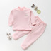 Bộ đồ lót trẻ em mùa xuân và mùa thu đông nam nữ quần áo cotton mùa thu khóa vai rắn màu áo sơ mi trẻ em dịch vụ nhà đồ bộ mặc nhà dài tay vải cotton cho bé Quần áo lót