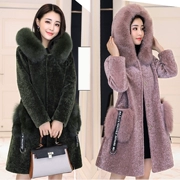 2018 Haining fox fur cỏ phần dài lông một cừu cắt coat chống mùa mùa đông áo khoác lông nữ