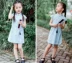 Trẻ em mặc váy phong cách Trung Quốc trang phục cô gái bông và vải lanh sườn xám váy văn học kẻ sọc retro Tang phù hợp với ăn mặc triều