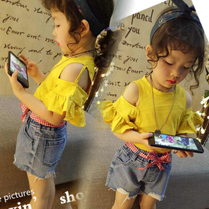 Cô gái mùa hè 2018 trẻ em mới của bé nấm ngắn tay quây sexy t-shirt thoải mái bông cơ sở coat