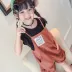 Trẻ em Hàn Quốc quần áo 2018 mùa hè mới cô gái giản dị dây đai một mảnh quần short + đen đáy áo hai mảnh phù hợp với