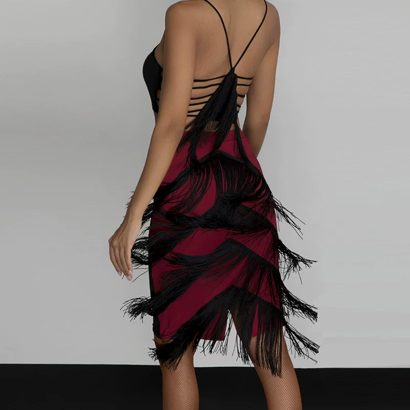 Zym8037 Lady in Red Midea Dance Latin Dance Filial Skin Skirt Zymdancestyle