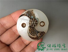 Украшения на шею 古玩玉器杂项收藏仿古白玉老玉件玉石悟道太极八卦牌子玉吊坠玉佩