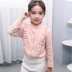Trẻ em điều hòa không khí áo sơ mi mỏng cardigan áo sơ mi trắng cô gái áo 2018 mùa xuân dài tay mới của Hàn Quốc phiên bản của áo bông