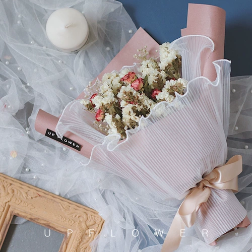 Оригинальный дизайн оригинальный дизайн сухой цветок розовый белый марлепо -поли -головная роза забытая подарочная коробка день рождения