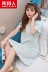 Nam cực nightdress nữ mùa hè bông little lady Hàn Quốc phiên bản của sinh viên tươi sexy có thể mặc ngắn tay đồ ngủ của phụ nữ váy váy đầm mặc nhà trung niên Đêm đầm