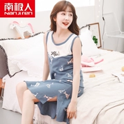Nam cực vest nightdress nữ mùa hè cotton Hàn Quốc sinh viên tươi dễ thương lỏng không tay đồ ngủ nữ mùa hè váy
