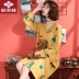 Váy ngủ nữ dài tay của Yu Zhaolin dài tay của mùa xuân và mùa thu có thể được mặc bên ngoài đồ ngủ Phiên bản Hàn Quốc của dịch vụ nhà lỏng lẻo mùa thu đông - Đêm đầm Đêm đầm
