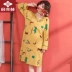 Váy ngủ nữ dài tay của Yu Zhaolin dài tay của mùa xuân và mùa thu có thể được mặc bên ngoài đồ ngủ Phiên bản Hàn Quốc của dịch vụ nhà lỏng lẻo mùa thu đông - Đêm đầm