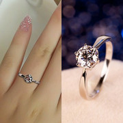 S925 sterling silver ring nữ mô hình mở sống đơn giản Nhật Bản và Hàn Quốc phiên bản của hôn nhân mô phỏng kim cương nhẫn vàng trắng sinh viên trang sức bạc