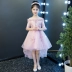 Màu hồng cô gái công chúa váy trẻ em của sàn catwalk trang phục cưới hoa cô gái fluffy áo sơ mi tổ chức sinh nhật buổi tối ăn mặc mùa hè