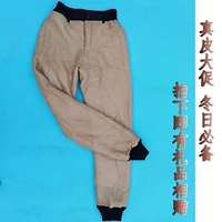 Lông cừu trung và già xù lông một quần cotton nam và nữ mùa đông mới cộng với nhung dày cỡ lớn quần da cừu cao eo quần da phong cách nam giới