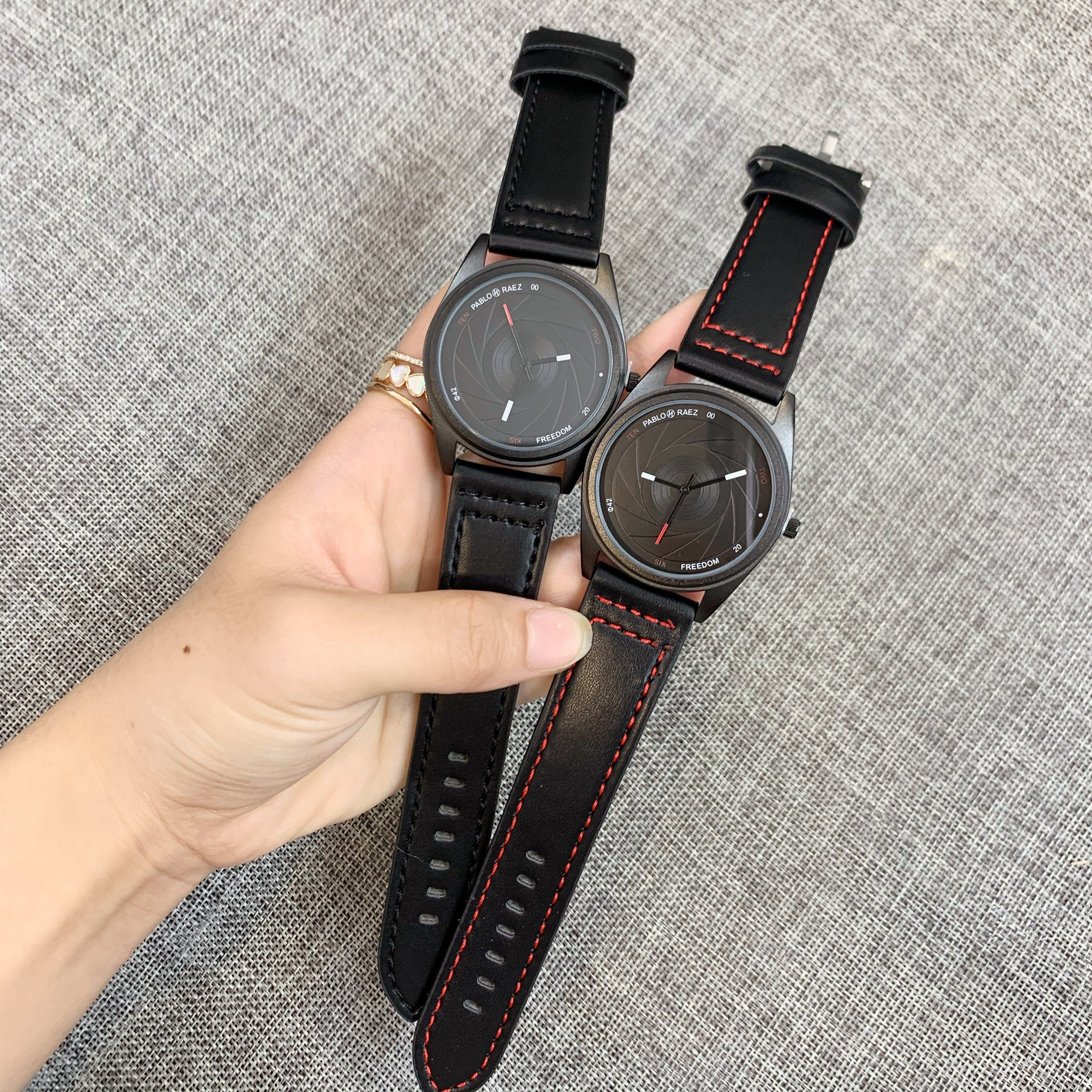 New Fashion watch Spiral Dial Personalized Men's Belt Quartz Tungsten Steel Black Case_voghion.com