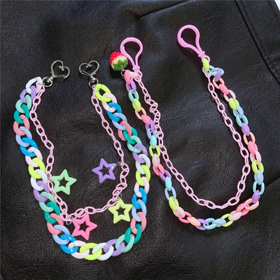 taobao agent Free shipping Japan and South Koreahara dopamine sweet candy color strawberry star soft girl millennial hot girl y2k pants chain chain