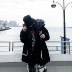 K 叔 潮 社 CONK LAB graffiti khắc lông cổ áo nặng độn coat nam giới và phụ nữ các cặp vợ chồng thủy triều coat coat mùa đông Trang phục Couple