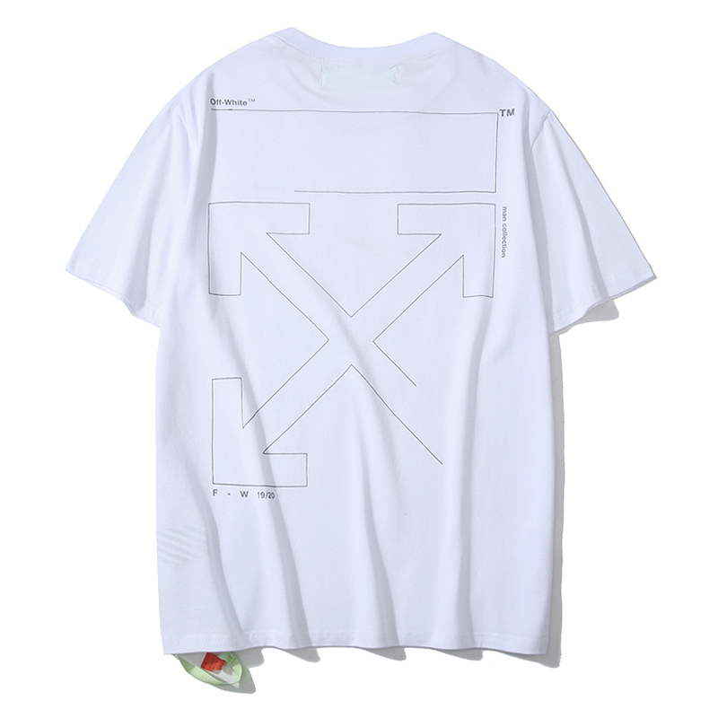 340 White20ss summer Chaopai OFF WHITE Graffiti Gradients starry sky easy Short sleeve T-shirt men and women Couples dress OW Half sleeve