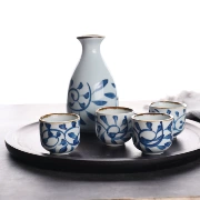 Rượu vang theo phong cách Nhật Bản chai rượu sake trắng tách rượu vang retro nhà đặt rượu với một bình nhỏ hông uống - Rượu vang