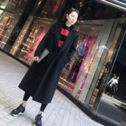 Lengluo phụ nữ tự chế mùa thu đông thời trang đen đôi cổ áo hai mặt áo len cashmere 18W06 - Áo len lót đôi