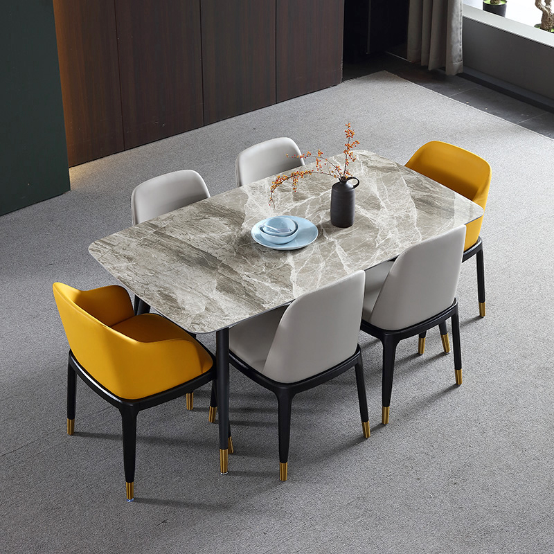 意大利进口岩板餐桌椅组合轻奢现代简约大小户型北欧实木岩板餐桌