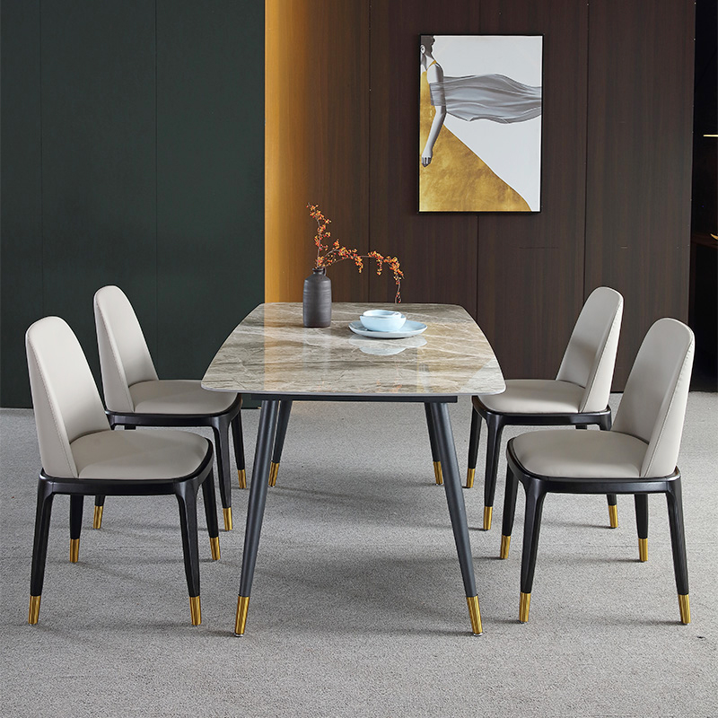 意大利进口岩板餐桌椅组合轻奢现代简约大小户型北欧实木岩板餐桌