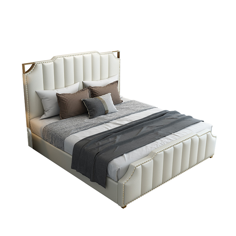 轻奢实木床ins网红床1.8米双人床主卧大小户型软床现代简约真皮床